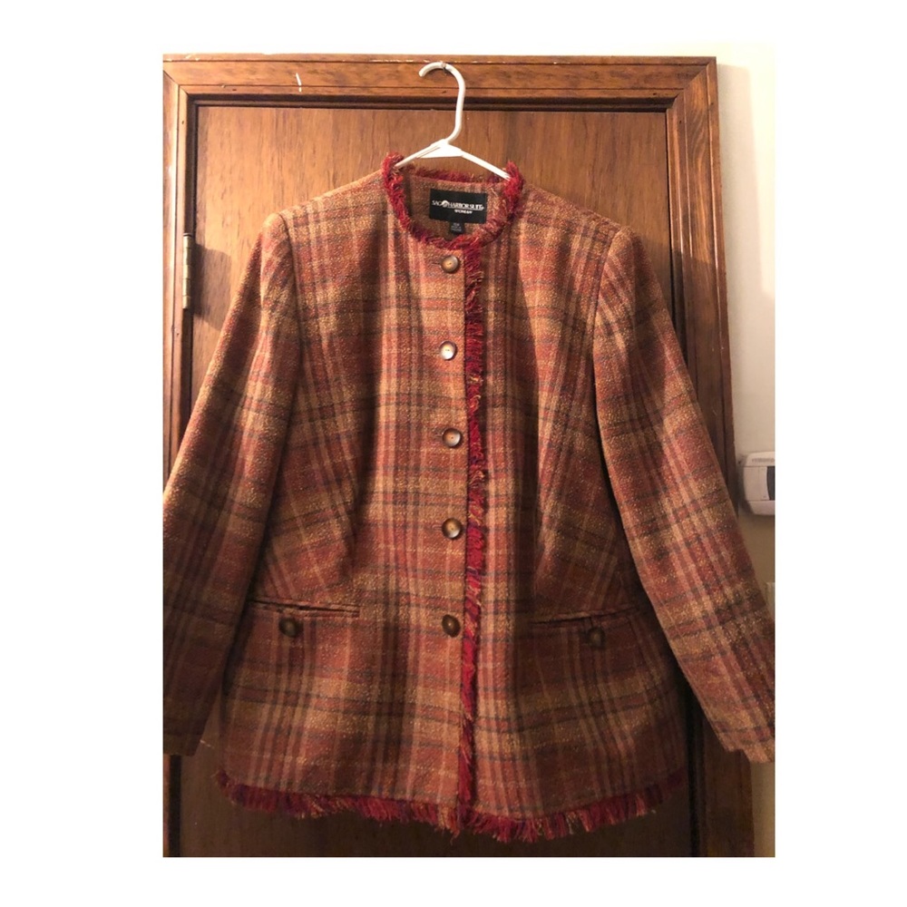 Sag Harbor Women sz 16W Rust plaid Suit plus
